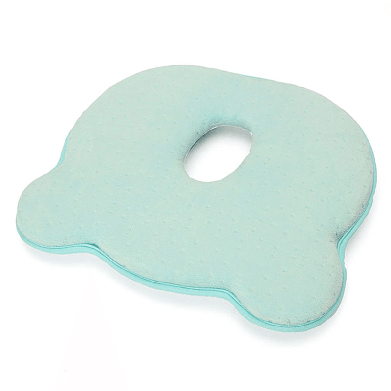 Almohada correctora para cabeza y vértebra cervical de algodón viscoelástico para recién nacidos, 22 x 26 x 3,5 cm, color azul y rosa