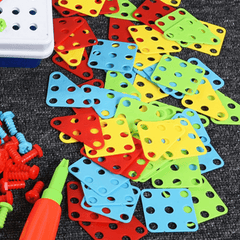 237 Pcs Creative Mosaics 3D DIY Assemble Electric Drill Puzzle Building Blocks Peg Educational Toy for Kids Gift