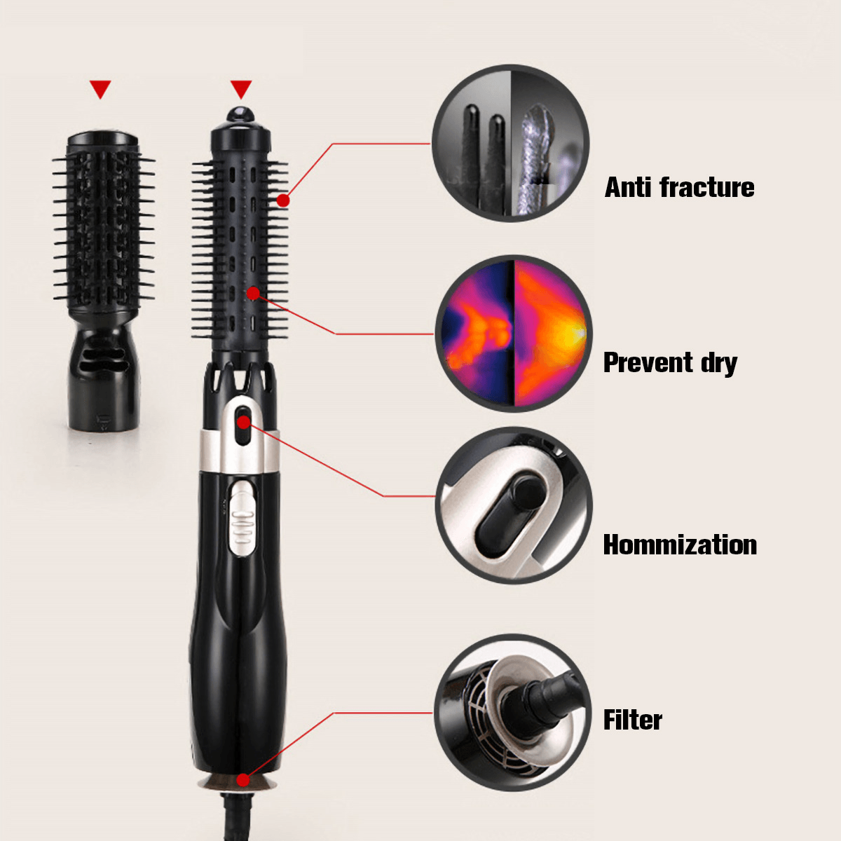 2 in 1 Professional Hair Dryer Comb Wet/Dry Hair Straightener Styling Curling