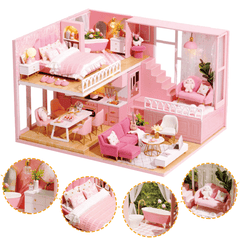 1:24 Kit de maison de poupée miniature en bois 3D à monter soi-même, fait à la main, jouet avec meubles pour enfants, collection de cadeaux