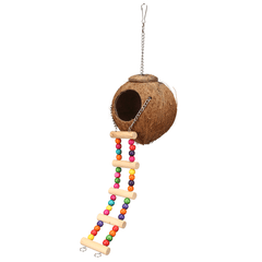 Bird Nest Natural Coconut Shell Bird Nest Parakeet House Hut Parrot Cage Pet Toys Feeder Feeding Cages