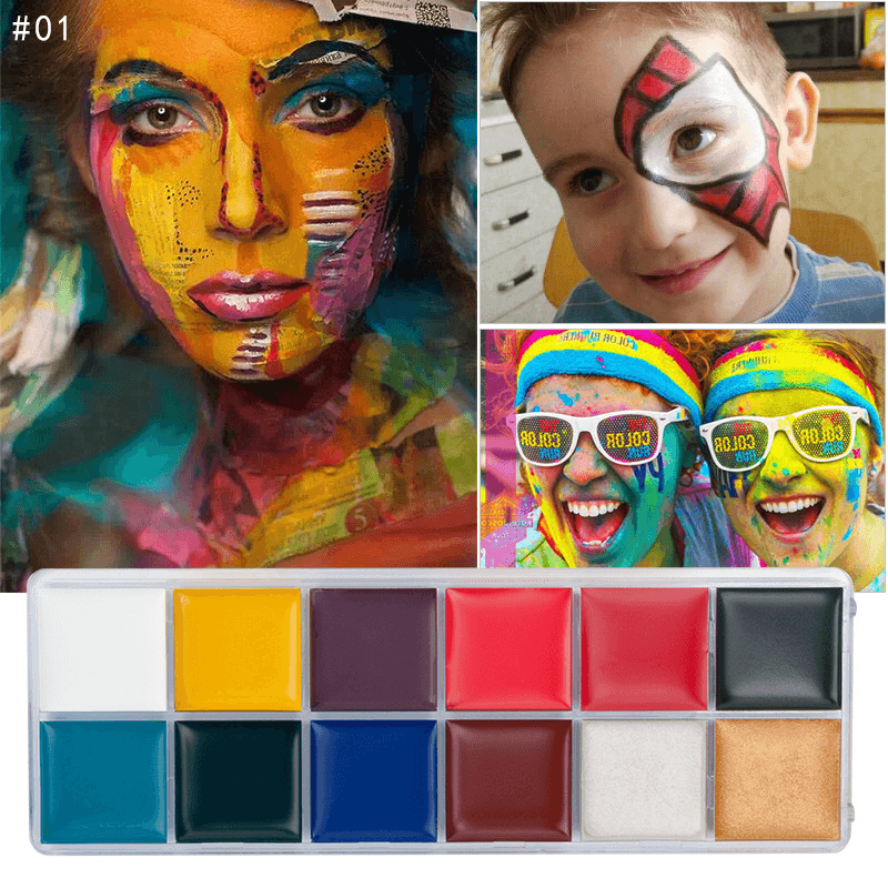 12 couleurs de peinture pour le visage et le corps, kits de peinture à l'huile pour le visage, peinture professionnelle, fête d'Halloween, maquillage fantaisie pour adultes et enfants