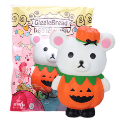 Gigglebread Halloween Pumpkin Bear Squishy 13*9.5*6.5CM Licensed Slow Rising with Packaging