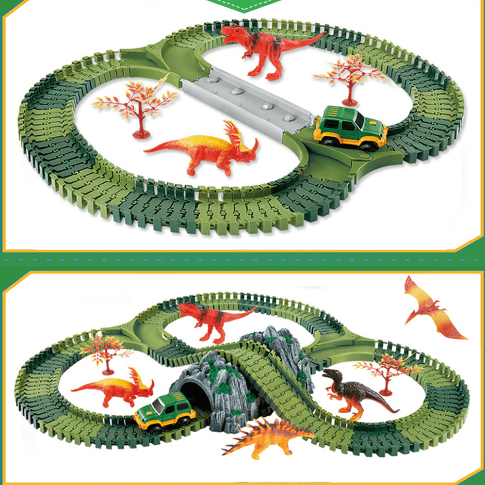 144 PCS Electric Colorful Train Track DIY Assemble Dinosaur Blocks Track Puzzle Model Educational Toy for Kids Gift