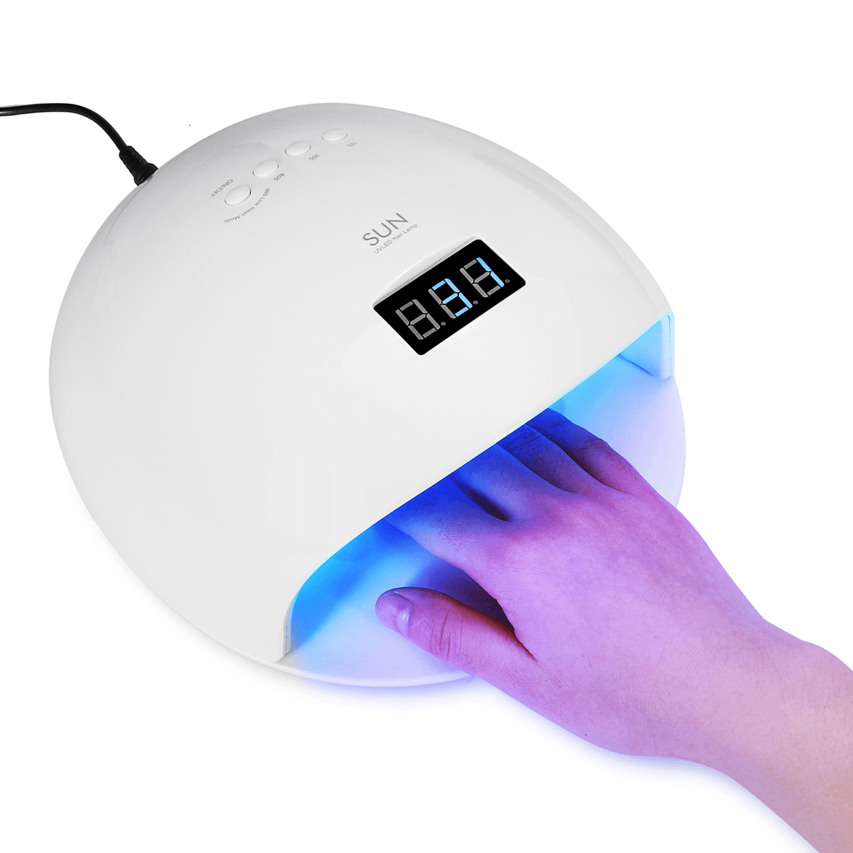 Lámpara UV LED blanca nueva de 72 W con ajuste de tiempo para secado de uñas, herramientas de manicura con gel