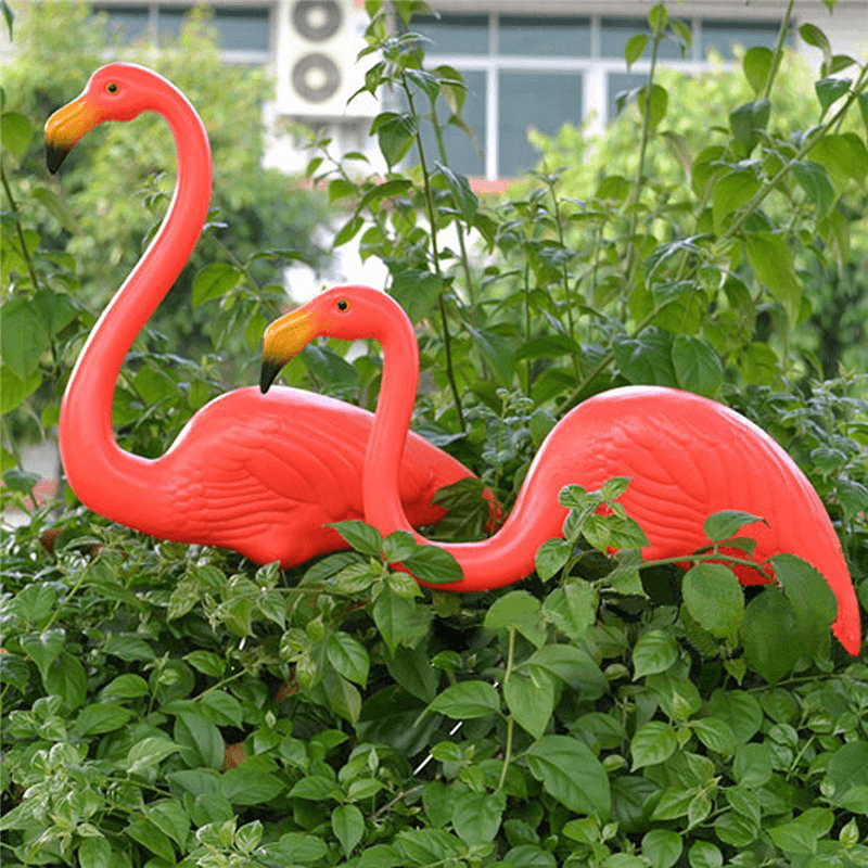 1 paire de figurines de flamants roses rouges en plastique pour décoration de jardin de prairies de fête