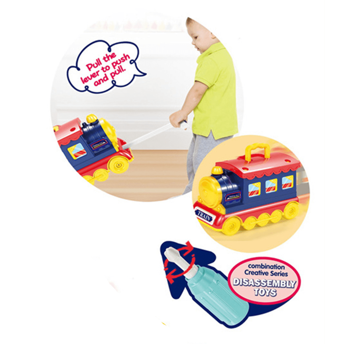 Juego de cocina multiestilo 2 en 1 y juego de aprendizaje de tren pequeño portátil, juguetes para niños, regalo