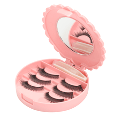 False Eyelash Set Fake Eyelashes Small Mirror Storage Box with Glue Tweezers