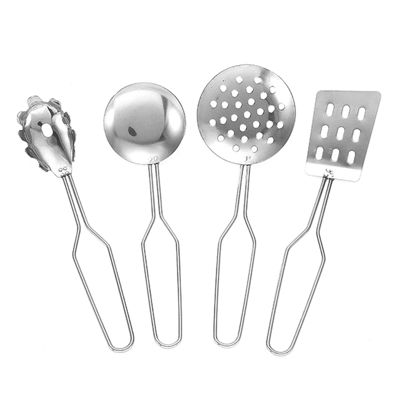 ENPEI 40 piezas Mini juego de utensilios de cocina Juego de ollas y sartenes de acero inoxidable para niños Juego de rol Juguete de regalo