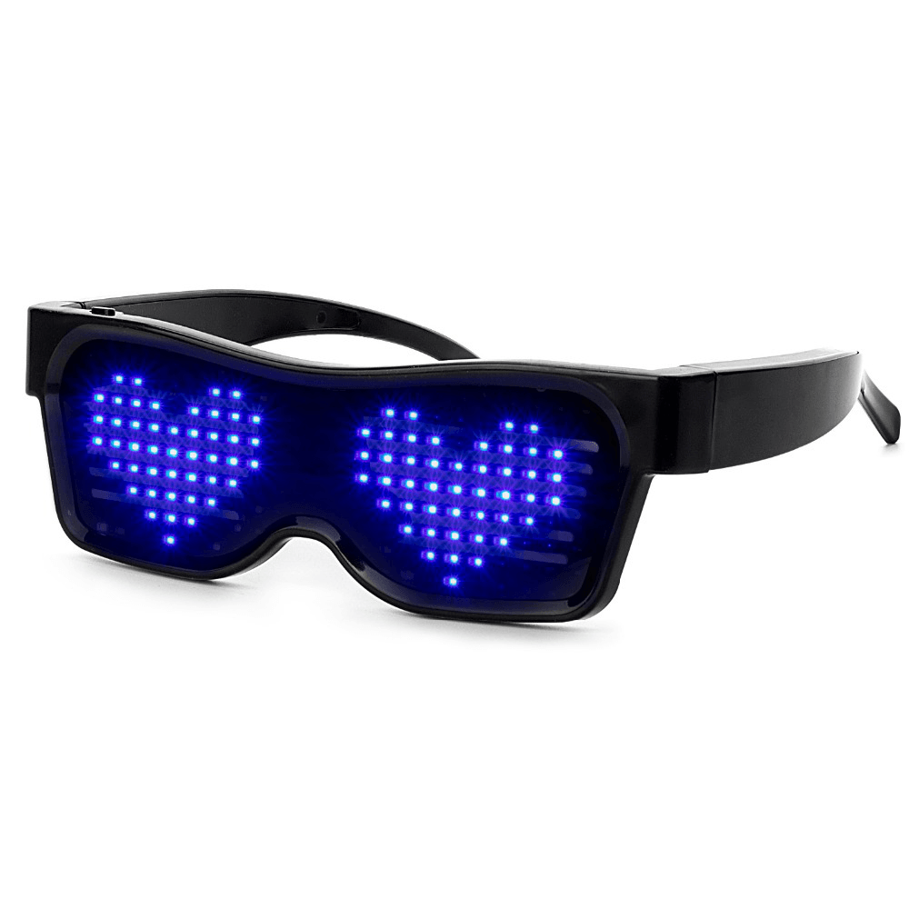 Lunettes d'affichage LED de chargement USB de texte programmable Bluetooth dédiées à la discothèque DJ fête de vacances anniversaire jouet pour enfants cadeau