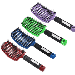 Peigne de massage du cuir chevelu en poils de nylon, brosse à cheveux bouclés, antistatique, rangée incurvée, outils de coiffure