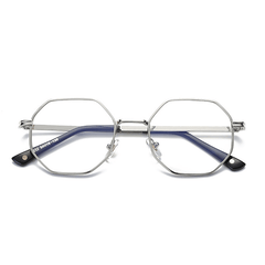 Gafas poligonales anti-rayos azules, estilo retro, con borde grueso, para el cuidado de los ojos, con bloqueo de luz azul