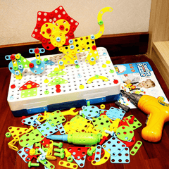 237 Pcs Creative Mosaics 3D DIY Assemble Electric Drill Puzzle Building Blocks Peg Educational Toy for Kids Gift