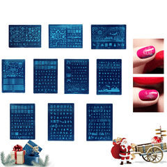 1 modèle d'estampage d'image de Noël pour ongles, plaques de tampon rectangulaires pour vernis à ongles, outils de manucure de beauté