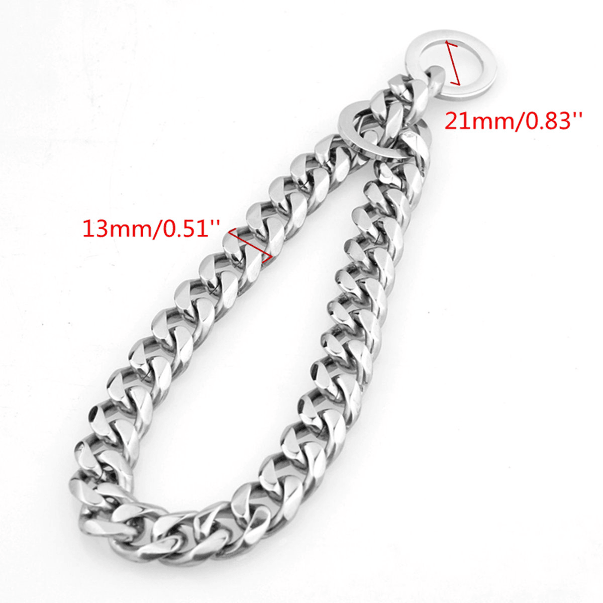 Collier pour chien en acier inoxydable à maillons cubains en argent coupé de 13 mm