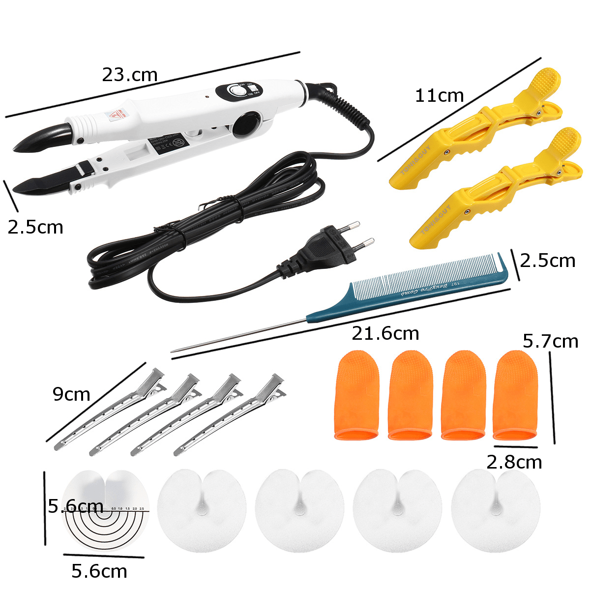 Kit d'outils pour extensions de cheveux collées avec connecteur thermique pour pistolet à fusion à chaud 100-220 ℃