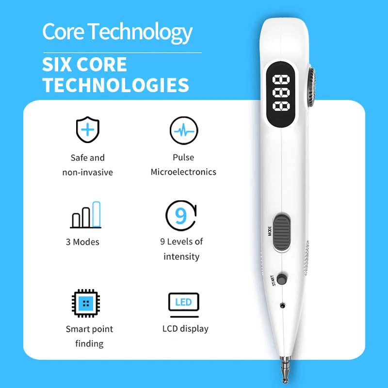 Stylo d'acupuncture avec affichage numérique Appareil de stimulation musculaire pour points d'acupuncture électrique Équipement de massage Soins de santé