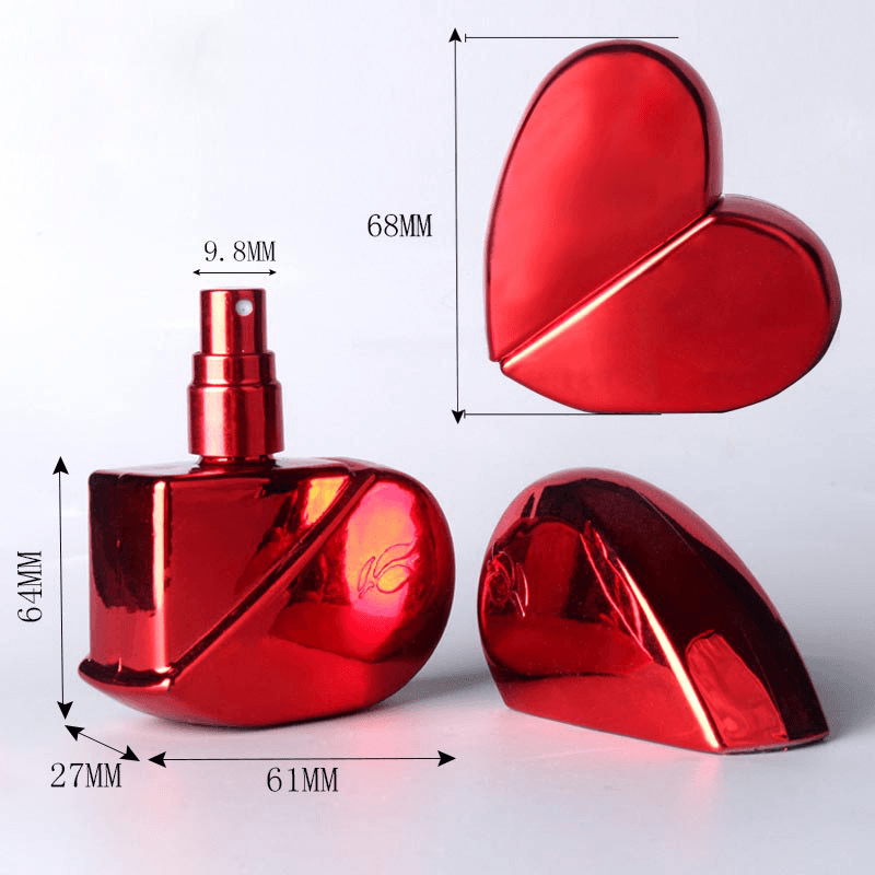 25Ml Heart Shaped Glass Perfume Bottles with Spray Refillable Empty Perfume Atomizer and Classic Style