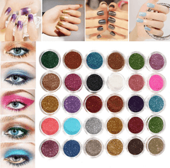 30 couleurs de poudre pailletée pour maquillage professionnel, fard à paupières, pigment, ombre à paupières, cosmétique, nail art, bricolage