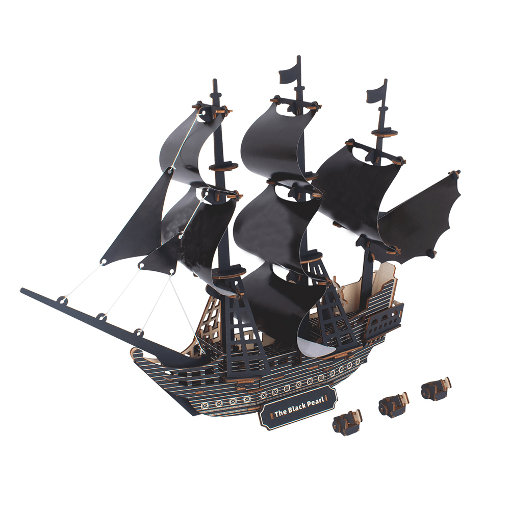 3D Woodcraft Assembly Kit Black Pearl Pirate Ship for Children Toys