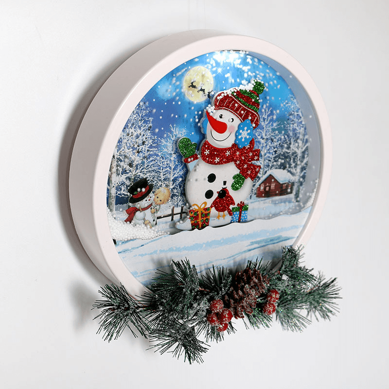 Adorno de corona de nieve con música para decoración del hogar para fiestas navideñas, juguetes para niños, regalo para niños