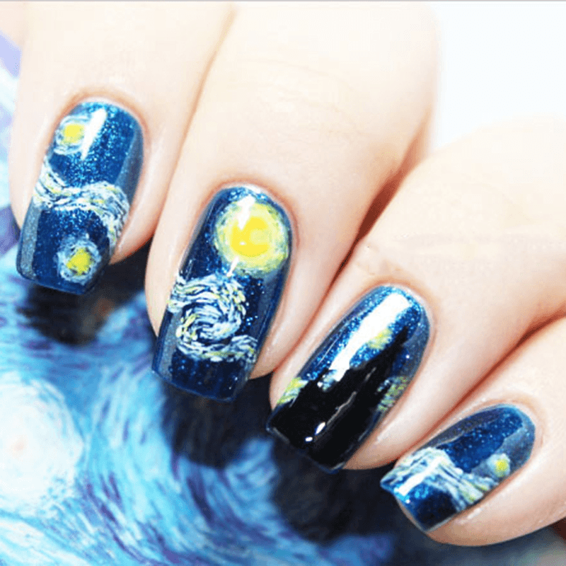 14Pcs Star Painted Glitter Nail Stickers