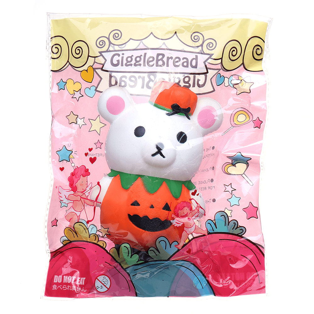 Gigglebread Halloween Pumpkin Bear Squishy 13*9.5*6.5CM Licensed Slow Rising with Packaging