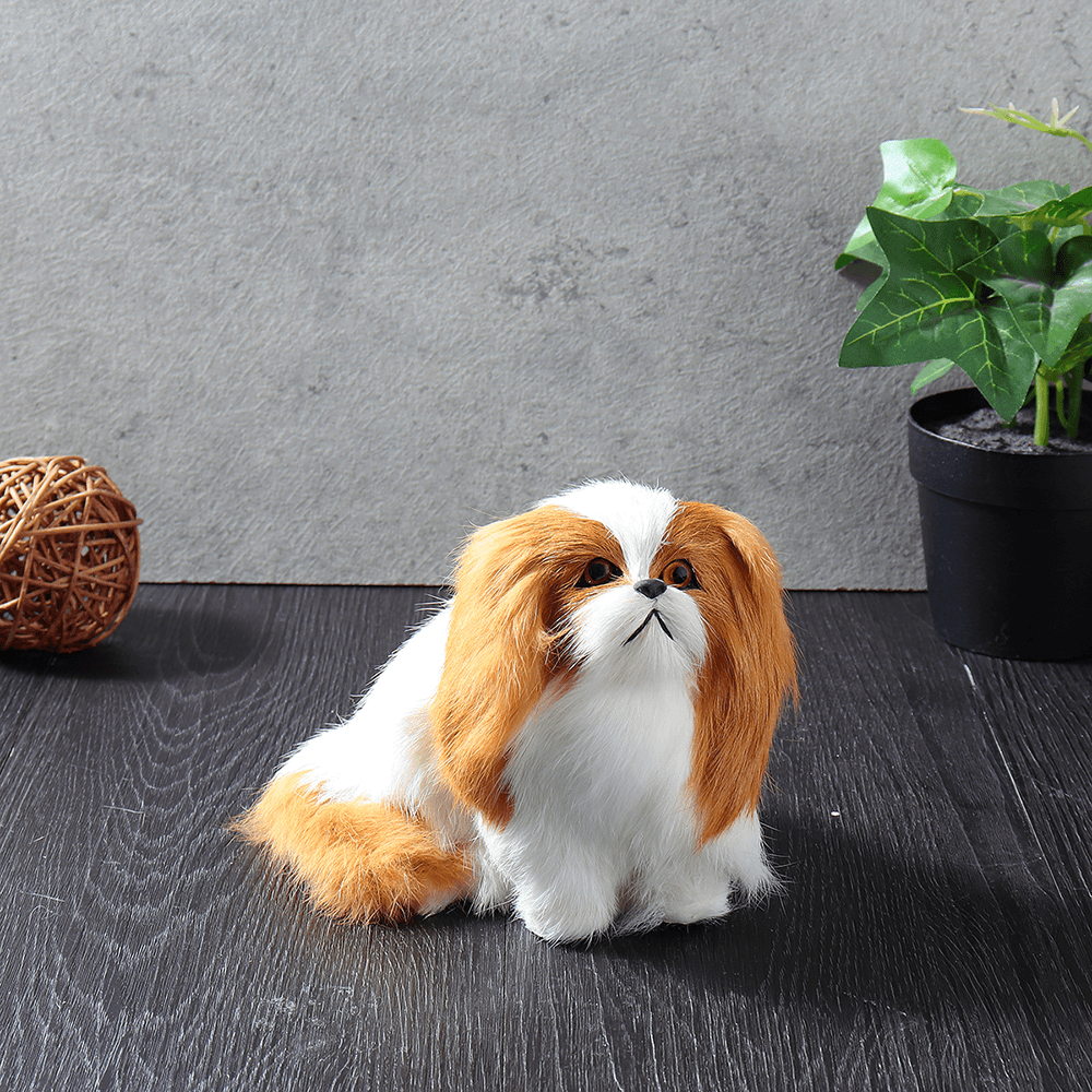 Cute Puppy Lifelike Simulation Dog Stuffed Plush Toy Realistic Home Desk Decoration