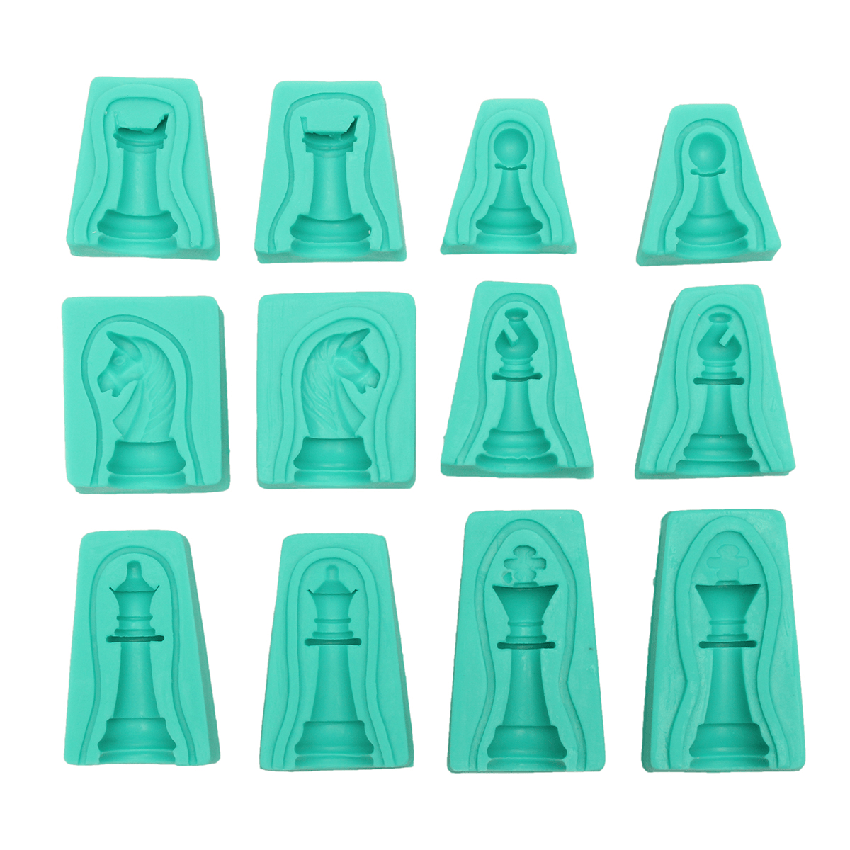 Lot de 6 moules à gâteaux fondants en silicone 3D en forme d'échecs internationaux, pour chocolat, cupcakes, bonbons, savon