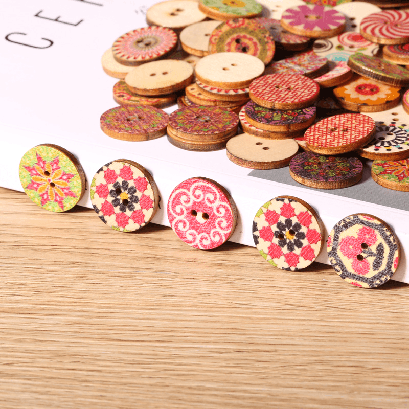 100Pcs Retro Wooden Sewing Buttons DIY Craft Bag Hat Clothes Decoration Sewing Button