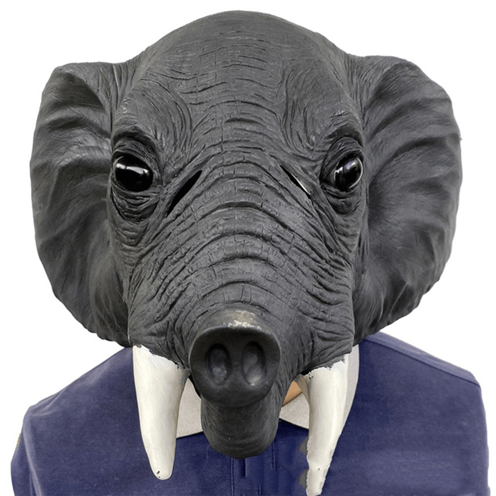 26*43*28Cm Grey Elephant Environmental Protection Latex Mask for Halloween Toys