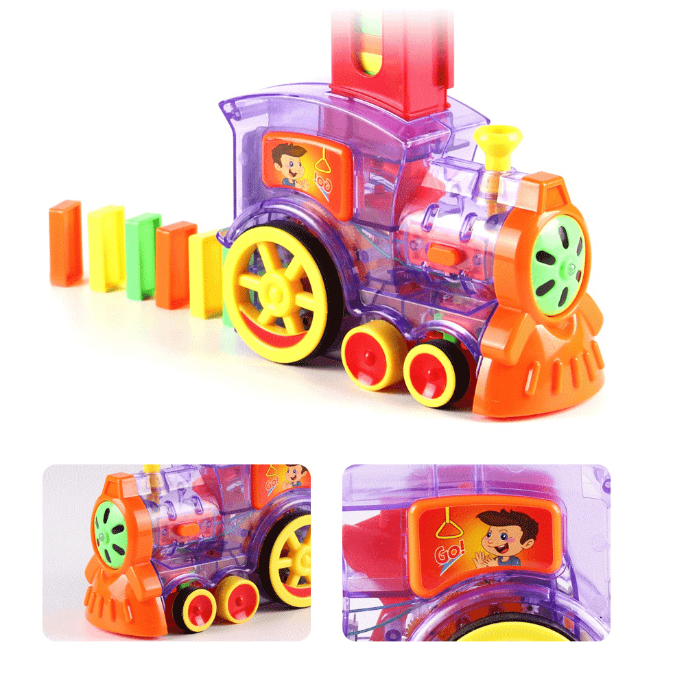 80 Pcs Train Electric Domino Car Model Magical Automatic Set Game Building Blocks Car Stacking for Kid Gift