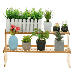 Étagère à 2 niveaux pour plantes succulentes, fleurs, bonsaï, pot de rangement, présentoir, support de bureau, mini bibliothèque