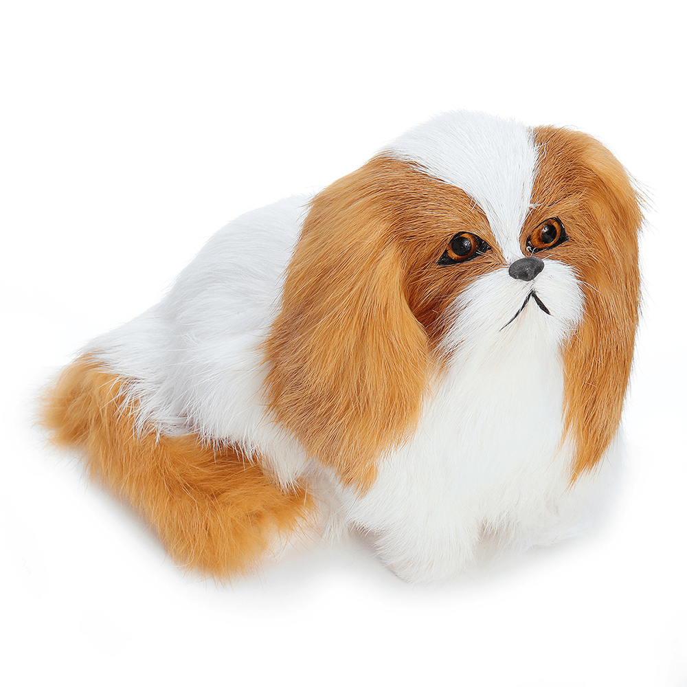 Cute Puppy Lifelike Simulation Dog Stuffed Plush Toy Realistic Home Desk Decoration