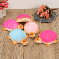 13Cm Soft Kawaii Cute Little Turtle Phone Bread Bun Squishy Charms with Rope Random Color