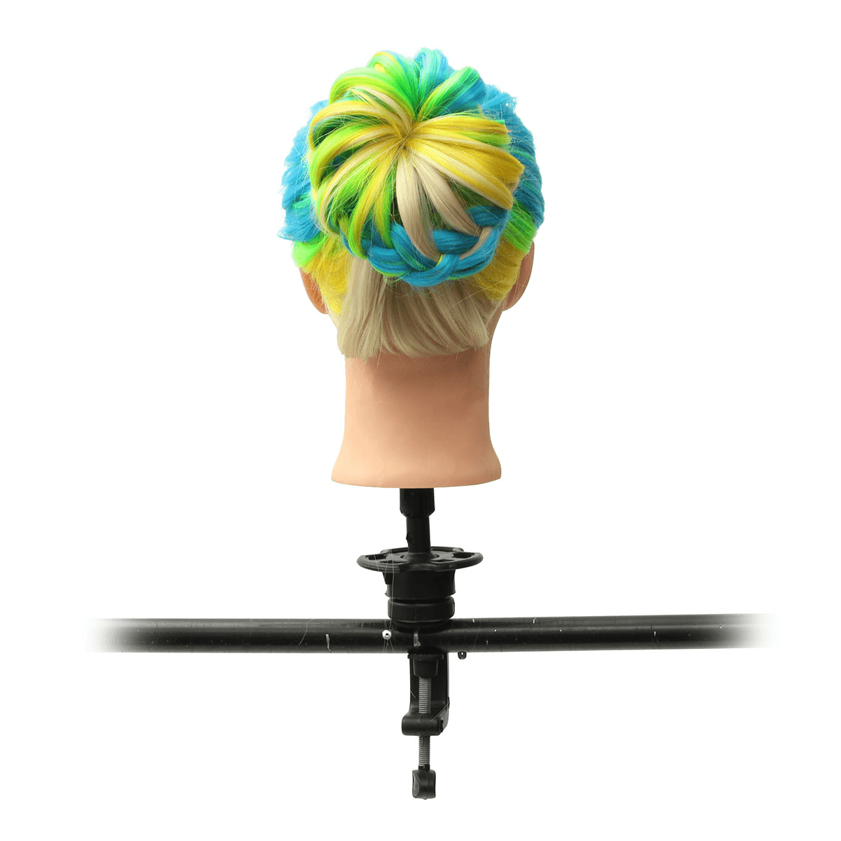 Cabeza de maniquí de entrenamiento de cabello para peluquería, 8 colores, con soporte de abrazadera