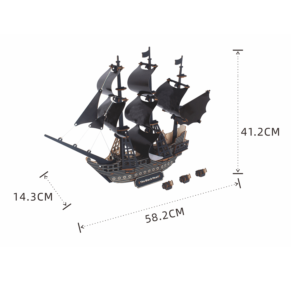 3D Woodcraft Assembly Kit Black Pearl Pirate Ship for Children Toys