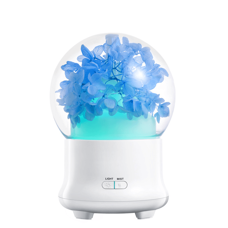 Humidificador de aroma mini con flores inmortales de 4 colores, difusor de aceites esenciales, purificador y atomizador para spa