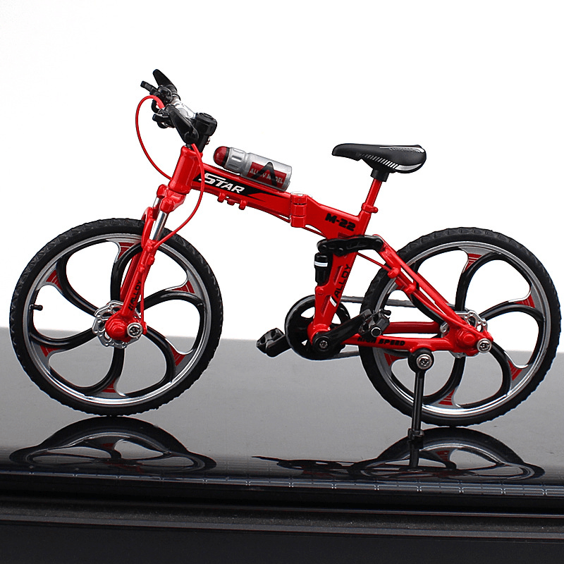 Modelo de bicicleta en miniatura a escala 1:10, bicicleta de montaña plegable que se puede abrir, modelo de aleación para carreras con curvas