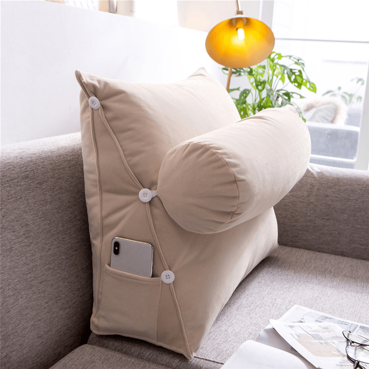 Almohada de cuña de terciopelo ajustable Cojines triangulares Soporte para piernas, cuello, cintura y espalda