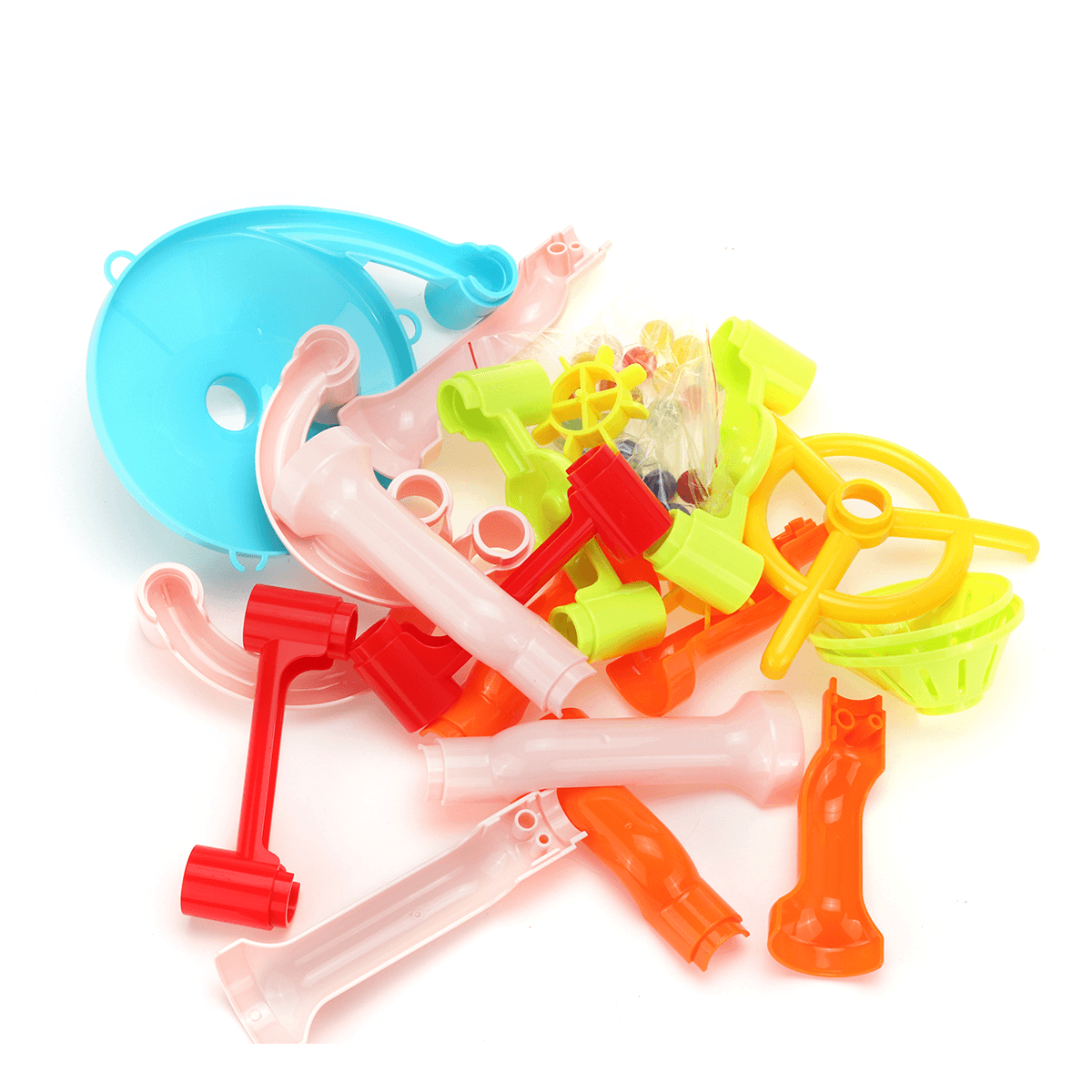 Lot de 105 sous-verres en plastique transparents colorés pour enfants, blocs de piste d'assemblage à faire soi-même, jouet pour cadeau d'anniversaire