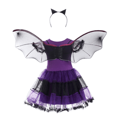 Costumes d'Halloween style chauve-souris violet enfants Cosplay costumes de dessin animé sorcières jeu de rôle