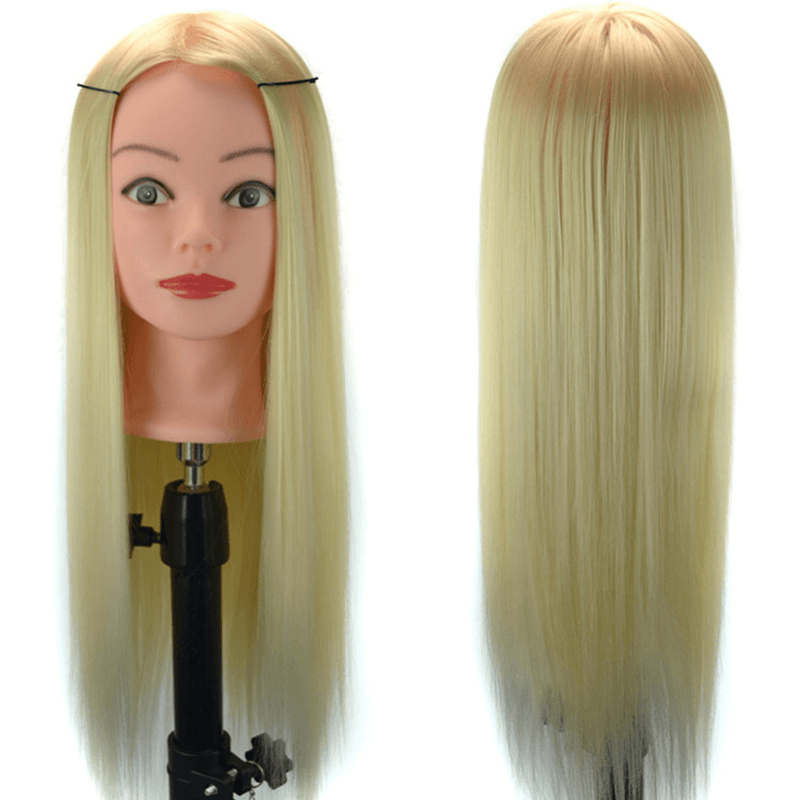 Cabeza de maniquí para entrenamiento de cabello, modelo de salón de fibra de alta temperatura con pinza para práctica de cabello trenzado