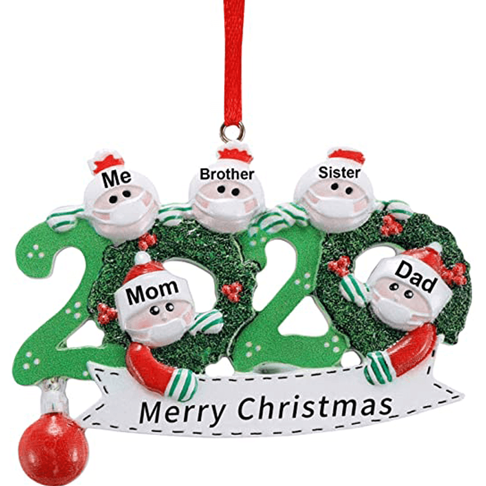 Figurines de Noël familiales 2020, ornements pour arbre de Noël, père Noël, bonhomme de neige, pendentifs, jouets de Thanksgiving avec cloches pour cadeaux, décorations pour la maison