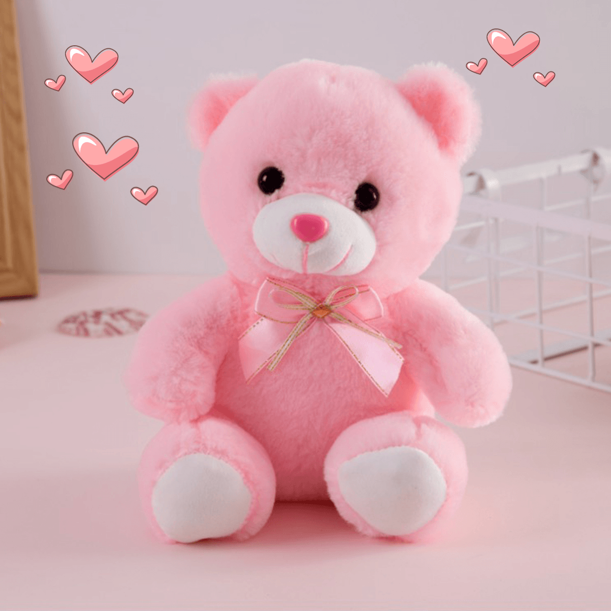 Osito de peluche suave y bonito para niñas con luz LED, regalo de Navidad para niños