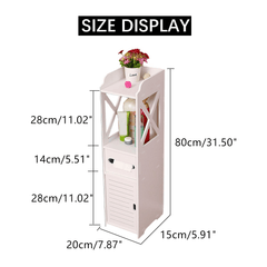 Armoire de rangement de salle de bain Armoire de rangement en plastique blanc Organisateur de serviettes en papier sur pied