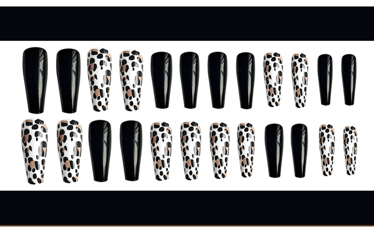 24 Pcs/Set Extra Long Ballerina False Nails Fluorescent Leopard Print Women Full Cover Nails