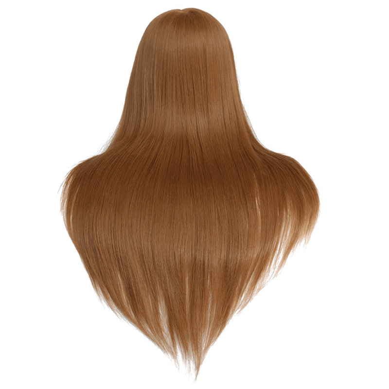 Cabeza de maniquí de entrenamiento de cabello lacio de 18 pulgadas de color marrón para práctica de corte de salón