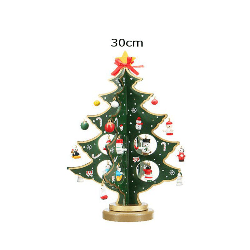 Décoration de table de sapin de Noël en bois 3D à suspendre