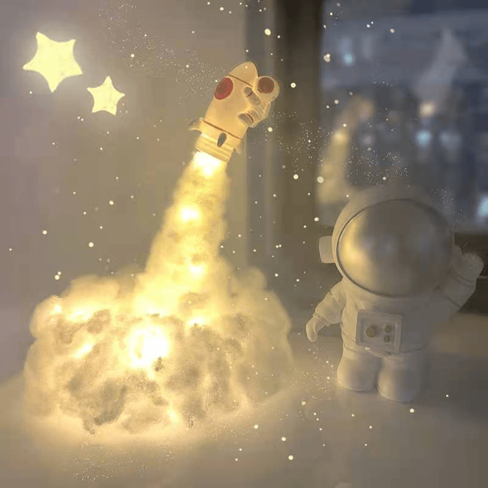 Lampe de chevet d'astronaute DIY LED Nuages ​​Fusée Chambre Couloir Salle de bain Veilleuse intelligente Jouet pour enfants Cadeau de Noël